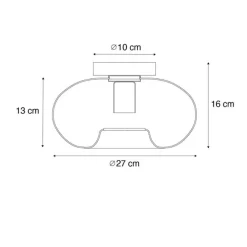 QAZQA Smarte Deckenleuchte Schwarz mit Rauchglas inkl. WiFi P45 - Ayesha