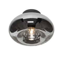 QAZQA Smarte Deckenleuchte Schwarz mit Rauchglas inkl. WiFi P45 - Ayesha