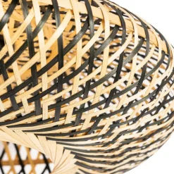 Kinder QAZQA Smarte Deckenleuchte Schwarz Bambus 40 cm inkl. Wifi A60 - Ostrava