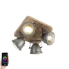QAZQA Smarte Deckenleuchte Stahl mit Holz inkl. 4 WiFi GU10 - Emado