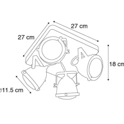 QAZQA Smarte Deckenleuchte Stahl mit Holz inkl. 4 WiFi GU10 - Emado