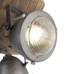 QAZQA Smarte Deckenleuchte Stahl mit Holz inkl. 4 WiFi GU10 - Emado