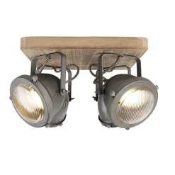 QAZQA Smarte Deckenleuchte Stahl mit Holz inkl. 4 WiFi GU10 - Emado