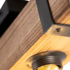 QAZQA Smarte Industrie-Deckenleuchte Holz mit Stahl inkl. 4 WiFi A60 - Reena