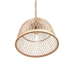 QAZQA Smarte ländliche Hängelampe Rattan inkl. Wifi G125 Lichtquelle - Calamus