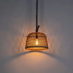 QAZQA Smarte ländliche Hängelampe Rattan inkl. Wifi G125 Lichtquelle - Calamus