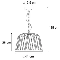 QAZQA Smarte ländliche Hängelampe Rattan inkl. Wifi G125 Lichtquelle - Calamus