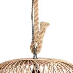 QAZQA Smarte ländliche Hängelampe Rattan inkl. Wifi G125 Lichtquelle - Calamus