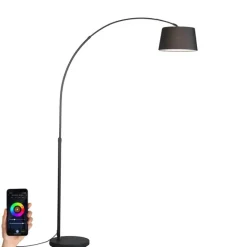 QAZQA Smarte moderne Bogenlampe schwarz inkl. Wifi A60 - Arc Basic