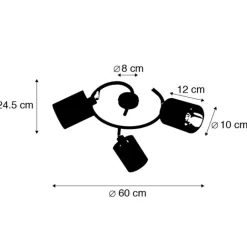 QAZQA Smarte moderne Deckenleuchte schwarz inkl. 3 WiFi B35 - Lofty