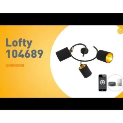 QAZQA Smarte moderne Deckenleuchte schwarz inkl. 3 WiFi B35 - Lofty
