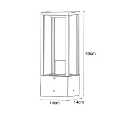 QAZQA Smarte Steh-Außenleuchte schwarz mit geriffeltem Glas 40 cm inkl. WLAN A60 - Charlois