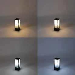 QAZQA Smarte Steh-Außenleuchte schwarz mit geriffeltem Glas 40 cm inkl. WLAN A60 - Charlois