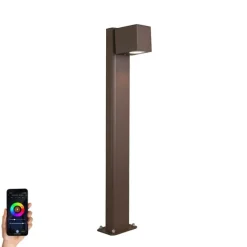 QAZQA Smarte stehende Außenlampe rostbraun 65 cm IP44 inkl. Wifi GU10 - Baleno