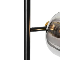QAZQA Smarte Stehleuchte Schwarz mit Gold und Rauchglas 3-flammig inkl. 3 Wifi P45 - Zuzanna