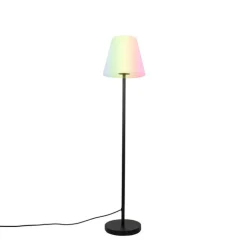 QAZQA Smarte Stehleuchte schwarz mit weißem Schirm 35 cm IP65 inkl. LED - Virginia