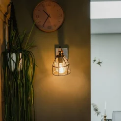 QAZQA Smarte Wandleuchte dunkelgrau mit Holz verstellbar inkl. WiFi A60 - Arthur