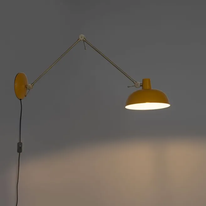 QAZQA Smarte Wandleuchte Gelb mit Bronze inkl. Wifi P45 - Milou