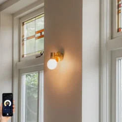 QAZQA Smarte Wandleuchte Gold IP44 inkl. WiFi G9 - Cederic Up