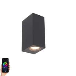 QAZQA Smarte Wandleuchte grau aus Kunststoff Inkl. 2 WLAN GU10 - Baleno