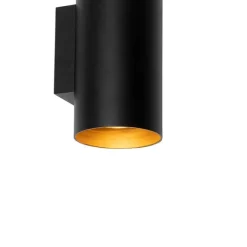 QAZQA Smarte Wandleuchte Schwarz mit Gold 2 Lichter inkl. Wifi GU10 - Sab