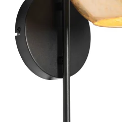 QAZQA Smarte Wandleuchte schwarz mit Goldglas inkl. WiFi A60 - Bert