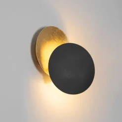 QAZQA Smarte Wandleuchte Schwarz mit Gold inkl. Wifi G9 - Sunrise