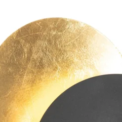 QAZQA Smarte Wandleuchte Schwarz mit Gold inkl. Wifi G9 - Sunrise