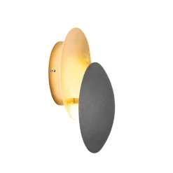 QAZQA Smarte Wandleuchte Schwarz mit Gold inkl. Wifi G9 - Sunrise