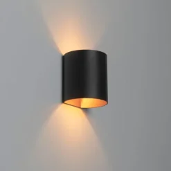 QAZQA Smarte Wandleuchte schwarz mit Messing inkl. WiFi G9 - Sabbio