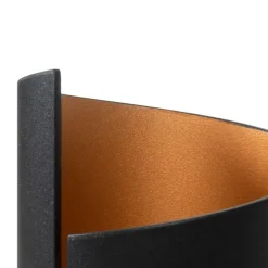 QAZQA Smarte Wandleuchte schwarz mit goldener Innenseite inkl. WLAN G9 - Faldo