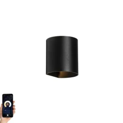 QAZQA Smarte Wandleuchte schwarz inkl. WiFi G9 - Sabbio