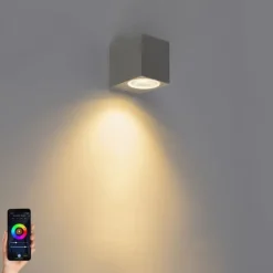 QAZQA Smarte Wandleuchte schwarz inkl. WiFi GU10 IP44 - Baleno