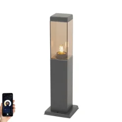 QAZQA Smarte Wegeleuchte Dunkelgrau mit Rauchglas 45 cm inkl. WiFi P45 - Malios