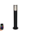 QAZQA Smarte Wegeleuchte schwarz 50 cm IP44 RGBW inkl. Wifi GU10 50mm - Boris