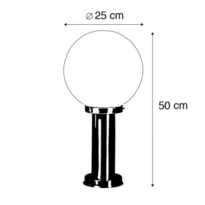QAZQA Smarter Außenlaternenmast aus Edelstahl 50 cm inkl. WLAN A60 - Sfera