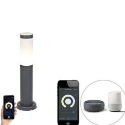 QAZQA Smarter Außenlaternenmast Anthrazit 45 cm inkl. Wifi P45 - Rox