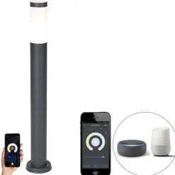 QAZQA Smarter Außenlaternenmast Anthrazit 80 cm inkl. Wifi P45 - Rox