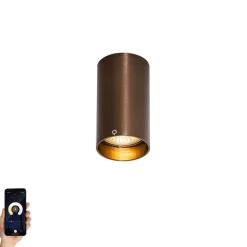 QAZQA Smarter Aufbaustrahler Dunkelbronze inkl. Wifi GU10 50 mm - Tuba