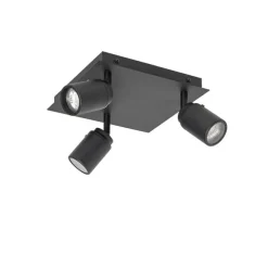 QAZQA Smarter Badezimmerspot schwarz quadratisch IP44 inkl. 3 WiFi GU10 - Ducha