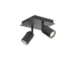 QAZQA Smarter Badspot schwarz quadratisch IP44 inkl. 2 WiFi GU10 - Ducha