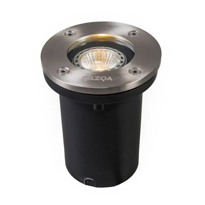 QAZQA Smarter Bodenspot Edelstahl inkl. WiFi GU10 IP65 - Basic Round