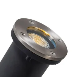 QAZQA Smarter Bodenspot Edelstahl inkl. WiFi GU10 IP65 - Basic Round