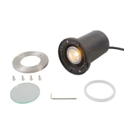 QAZQA Smarter Bodenspot Edelstahl inkl. WiFi GU10 IP65 - Basic Round