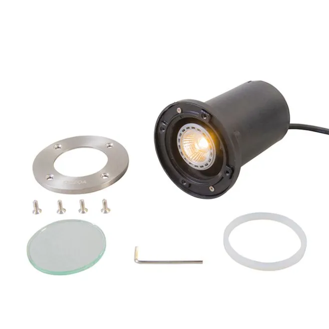 QAZQA Smarter Bodenspot Edelstahl inkl. WiFi GU10 IP65 - Basic Round