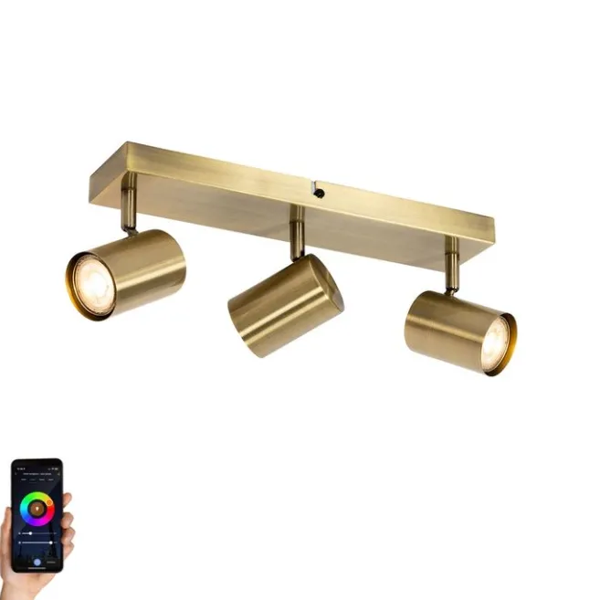 QAZQA Smarter Deckenstrahler Bronze 3-flammig Verstellbar Inkl. Wifi GU10 50mm - Jeana