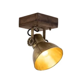 QAZQA Smarter Deckenstrahler Bronze mit Holz 18 cm inkl. WiFi A60 - Mangoes