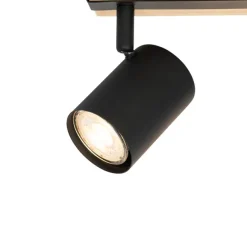 QAZQA Smarter Deckenstrahler schwarz mit Holz 3-flammig dreh- und schwenkbar inkl. Wifi GU10 50mm - Jeana