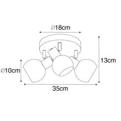 QAZQA Smarter Deckenstrahler schwarz mit Rauchglas inkl. 3 WiFi P45 - Vidro