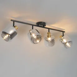 QAZQA Smarter Deckenstrahler schwarz mit Gold und Rauchglas 4-Lichter inkl. 4 Wifi P45 - Zuzanna